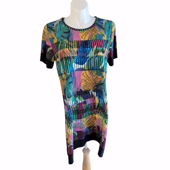 Rafaella Short Sleeve Crew Neck Midi Dress Multicolor Size XL - Picture 1 of 5